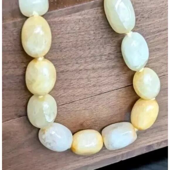 Vtg Polished Yellow Quartz Necklace Sterling Chunky Bead GemStone 18" 105 Grams - Picture 6 of 16